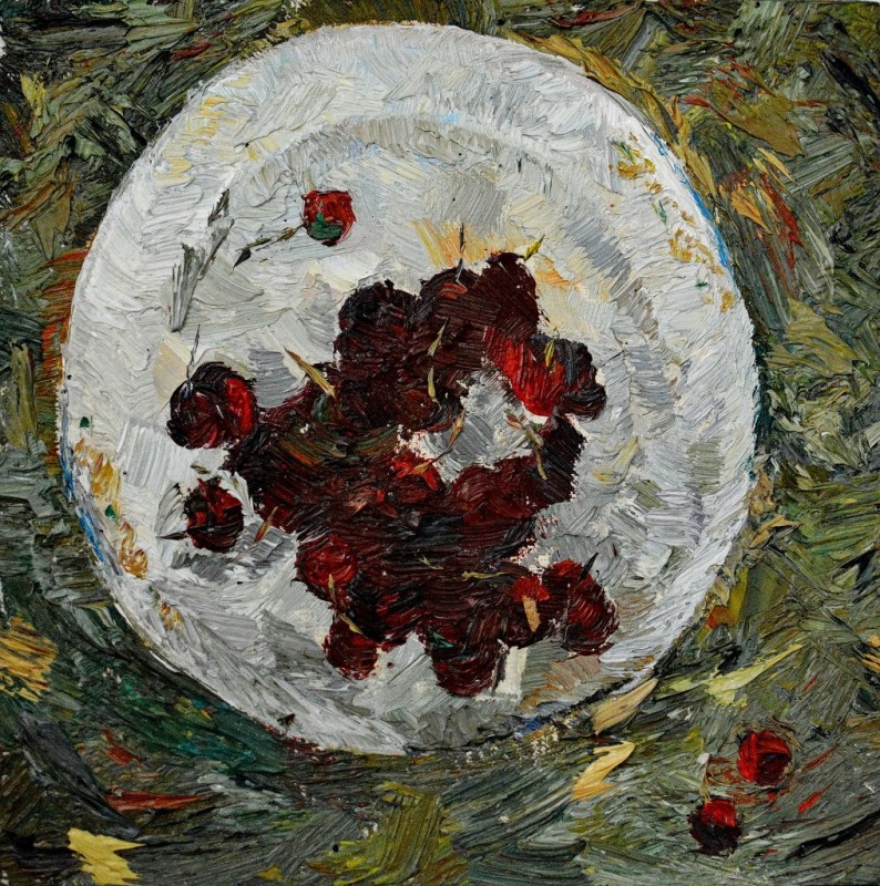 "Studiu. Cireșe" by Emilia Baltag, 2015, oil on canvas