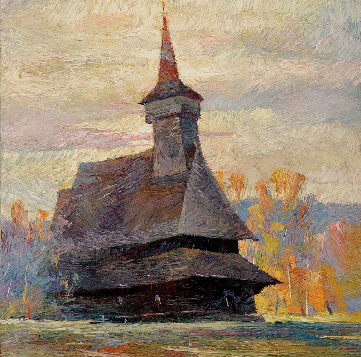 "Etude. Maramureș" by Anatol Ghimpu, 2000, 680x680mm, oil on canvas