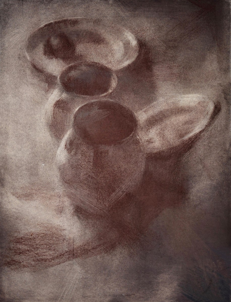 "Still life" by Ion Golubei, 2017, 520x420mm, Russian sauce on paper