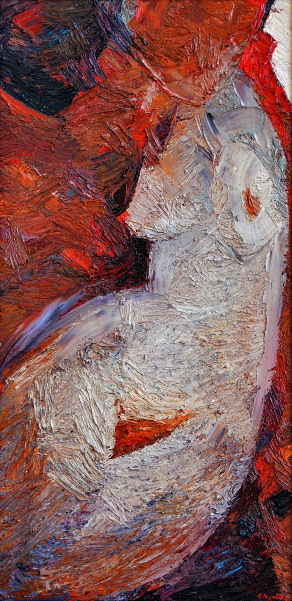 "Nud" by Alexandra Clapatiuc, 2010, 600x300mm, ulei pe pânză