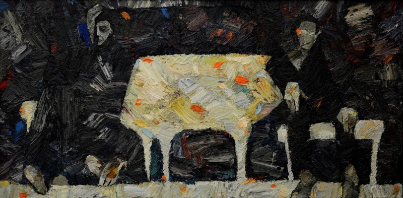 "Composition. Long term" by Rodica Dubasari, 400x800mm, oil on canvas