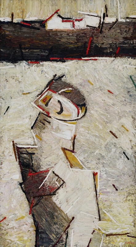 "Epuiași..." by Anatol Ghimpu, 1994, 865x485mm, oil on canvas