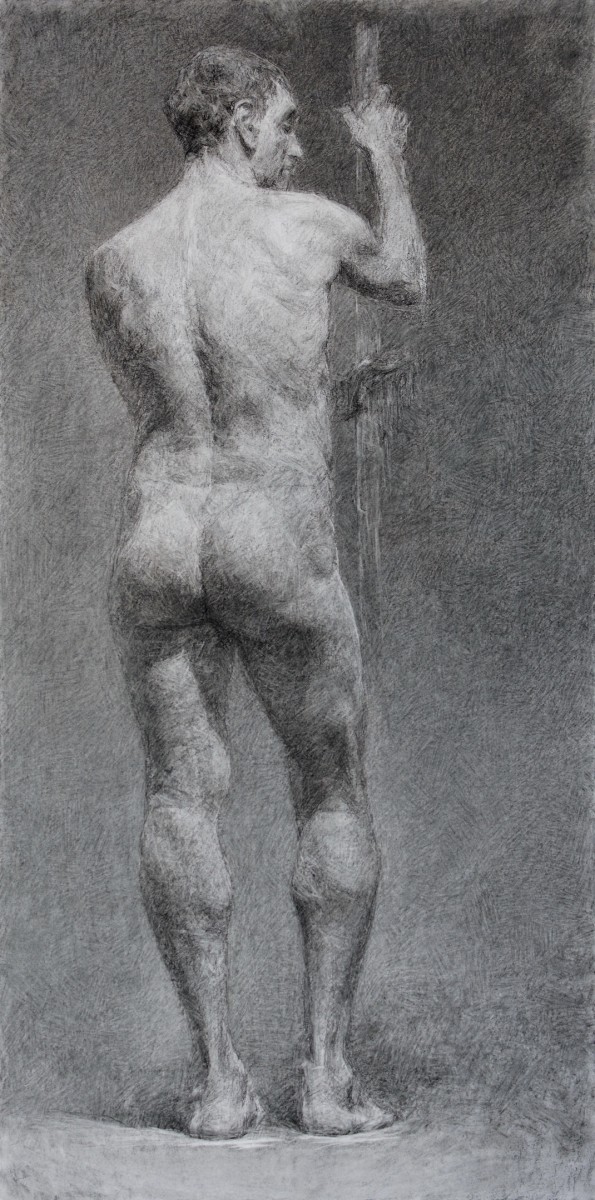"Рисунок. Обнаженка. Продолжительный" by Едуард Леаху, 1000x500, соус / бумага