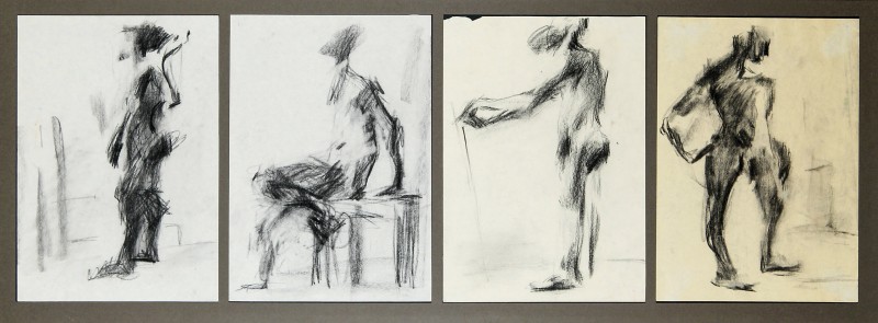 "Sketches. Nudes" by Oxana Țip, 2002, 300x800mm, coal on paper