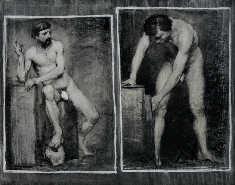 "Nude. Copy. Long term" by Ion Golubei, 400x500mm, Russian sauce on paper
