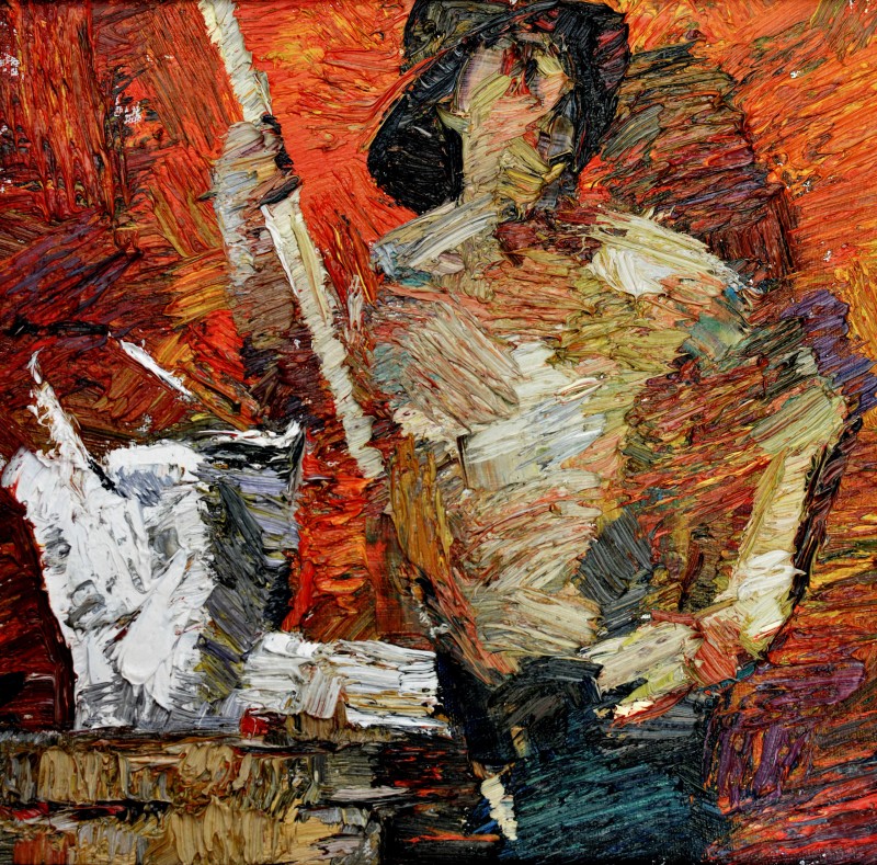 "Studiu. Figură tematică" by Carolina Leagul, 2014, 300x300mm, ulei pe pânză
