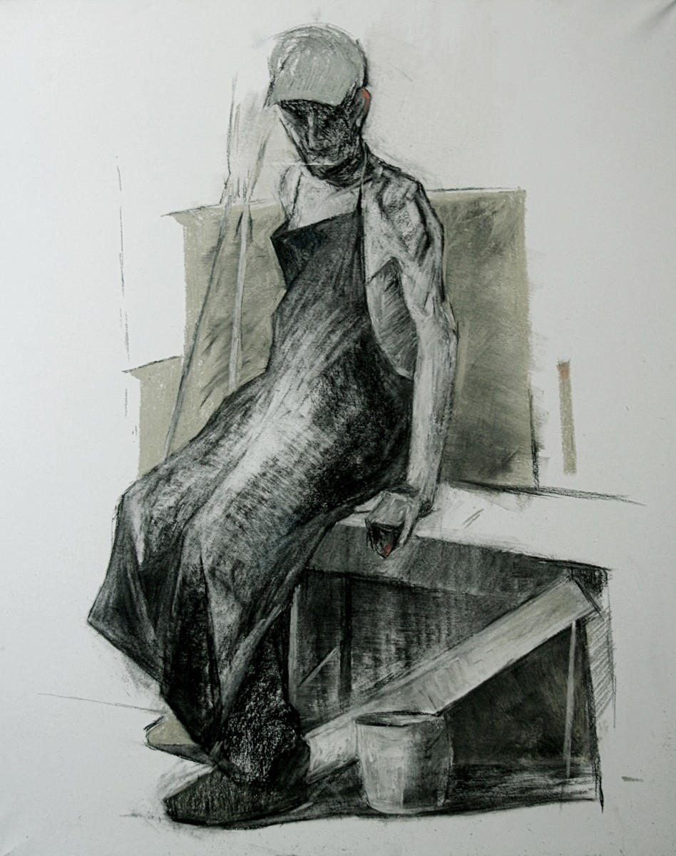 "Figură" by Constantin Botezat, 2013, 500x400mm, Russian sauce pe hârtie