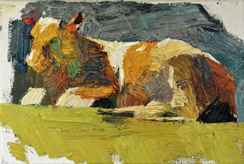"Studiu. Văcuță" by Carolina Leagul, 2015, 200x300mm, ulei pe pânză