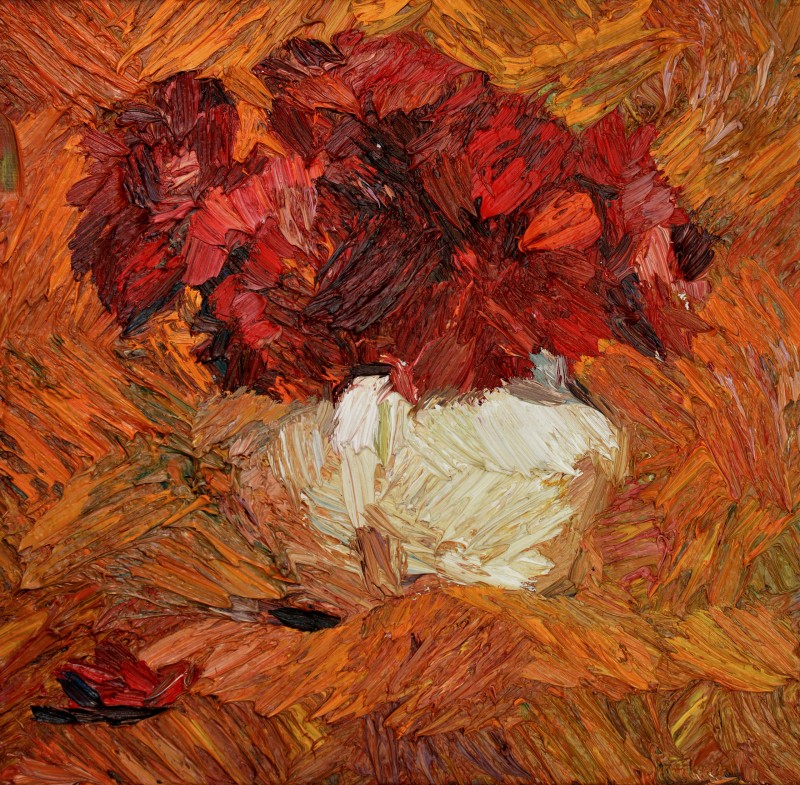 "Studiu. Flori" by Cezar Ciobanu, 2015, 300x300mm, ulei pe pânză
