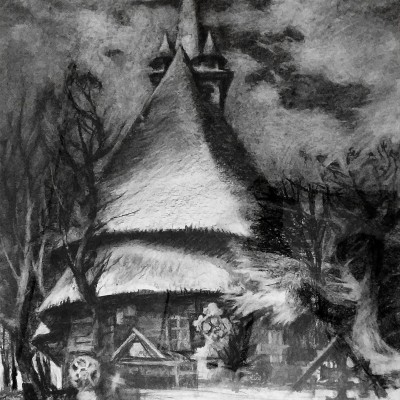"Maramureș" by Oxana Țip, 2002, 500x400mm, Russian sauce on paper