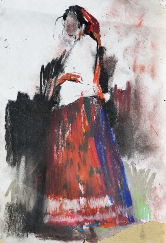 "Sketch. Figure" by Gheorghe Lisița, mixed technique on paper