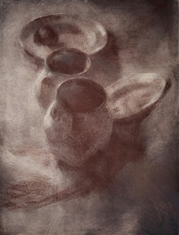 "Still life" by Ion Golubei, 2017, 520x420mm, Russian sauce on paper