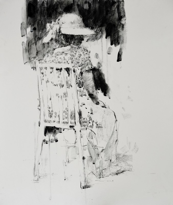 "Drawing. Figure. Long term" by Eduard Leahu, 740x600mm, Russian sauce on paper