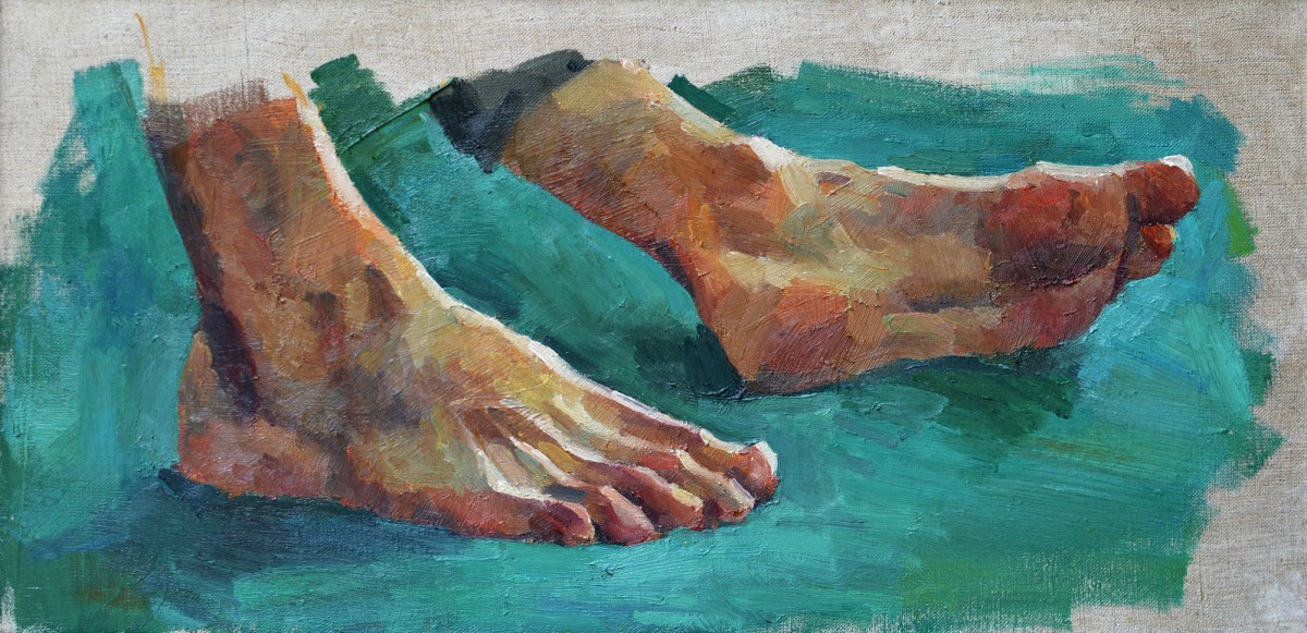 "Studiu. Laba piciorului" by Cătălin Graur, 2015, 300x600mm, ulei pe pânză