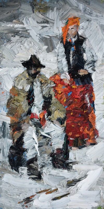 "Studiu. Figuri" by Nina Apostol, 2020, 600x300mm, ulei pe pânză