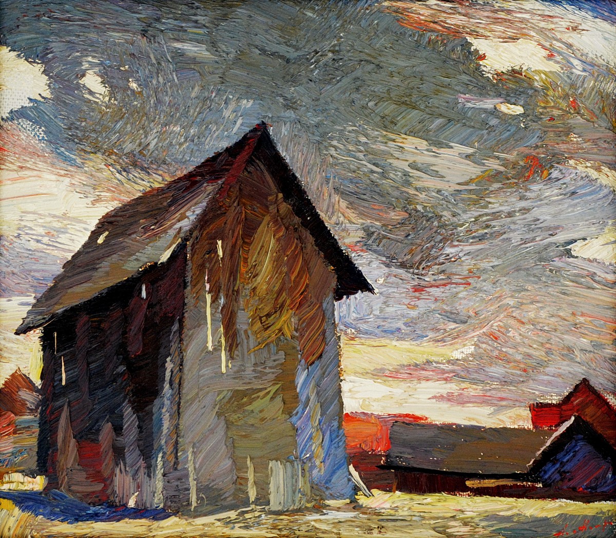 "State. Moldovița" by Anatol Ghimpu, 2004, 350x400mm, oil on canvas