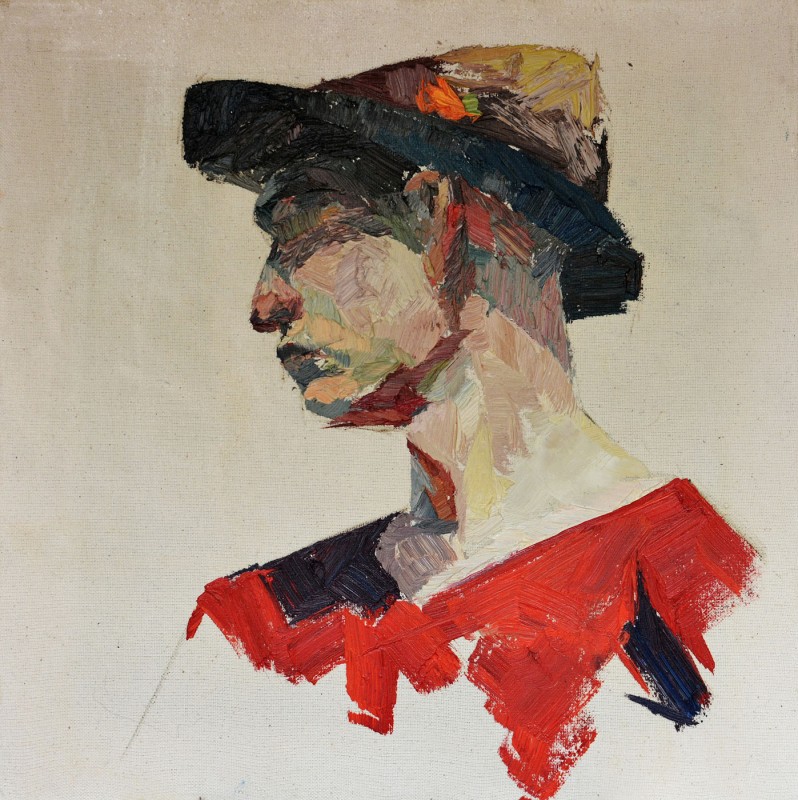"Portret. Plein-air" by Сорина Пэcэтос, 2016, 420x420mm, масло / холст