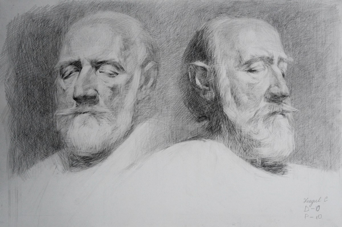 "Портрет. 2 позиции." by Cаролина Леагул, 2013, 400x600mm, карандаш / бумага