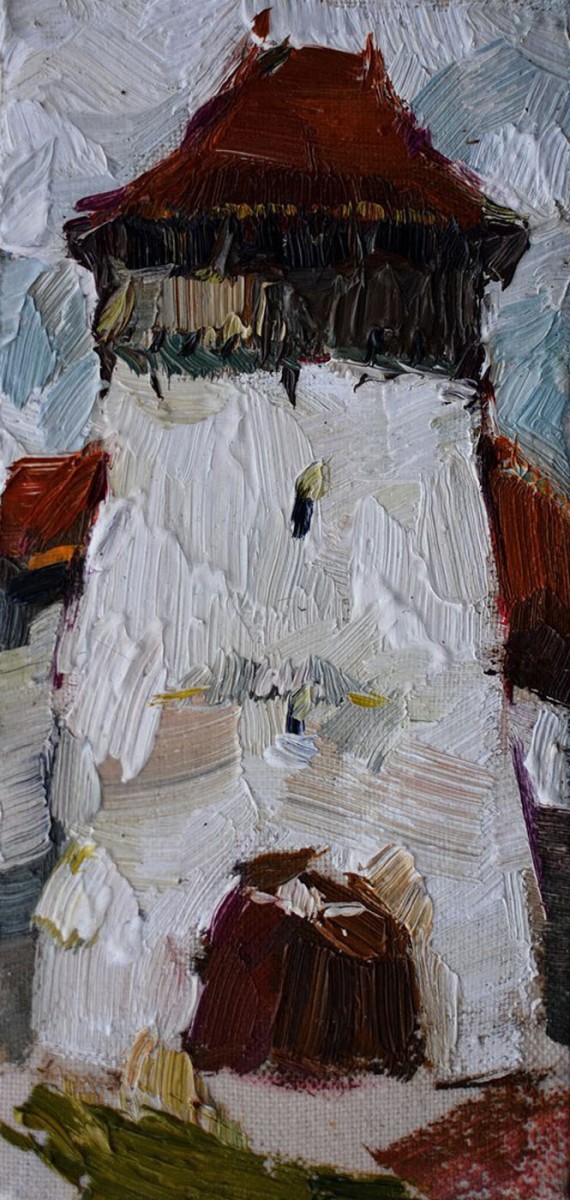 "Motiv. Viscri" by Daniela Nemțanu, 2017, 200x100mm, ulei pe pânză