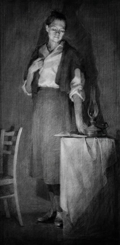 "Drawing. Figure. Long term" by Maxim Romaniuc, 600x300mm, pencil on paper