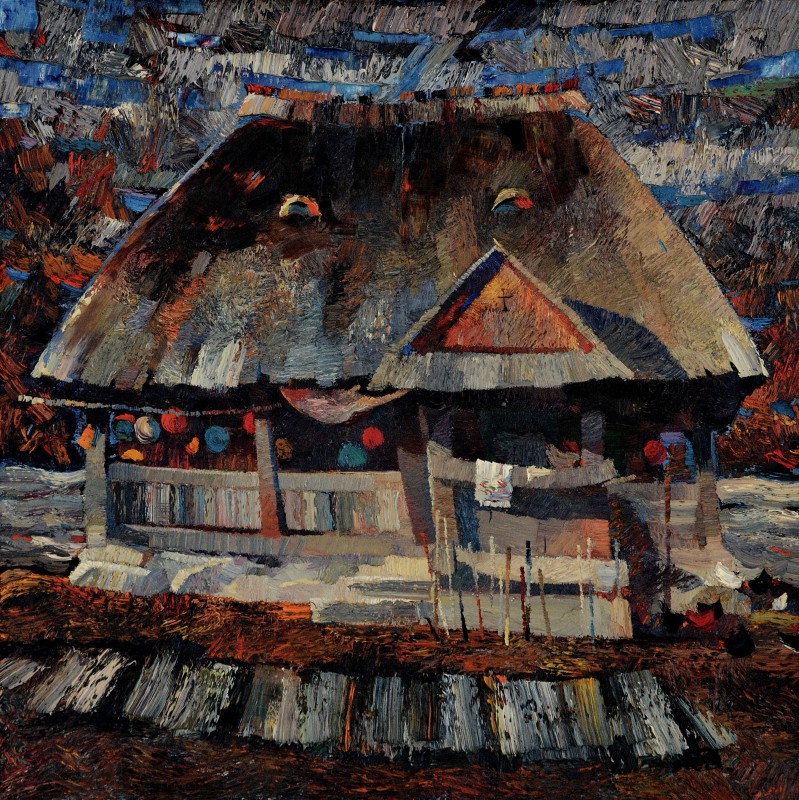 "Дом. Марамуреш" by Анатол Гимпу, 2000, 950x950mm, масло / холст