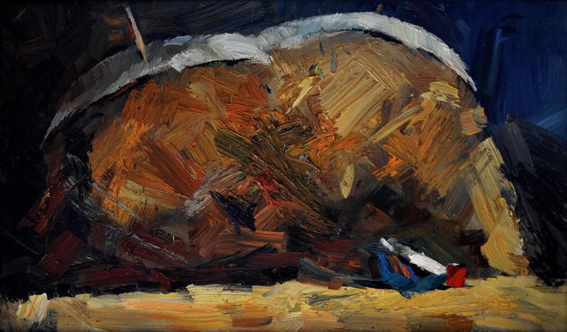 "Compoziție. Peisaj" by Alisa Bivol, 2016, 300x520mm, oil on canvas