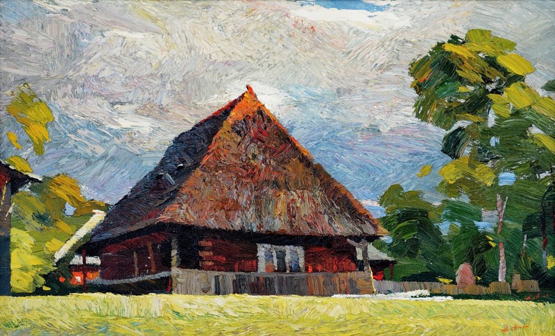 "Small house" by Anatol Ghimpu, 2004, 420x680mm, oil on canvas