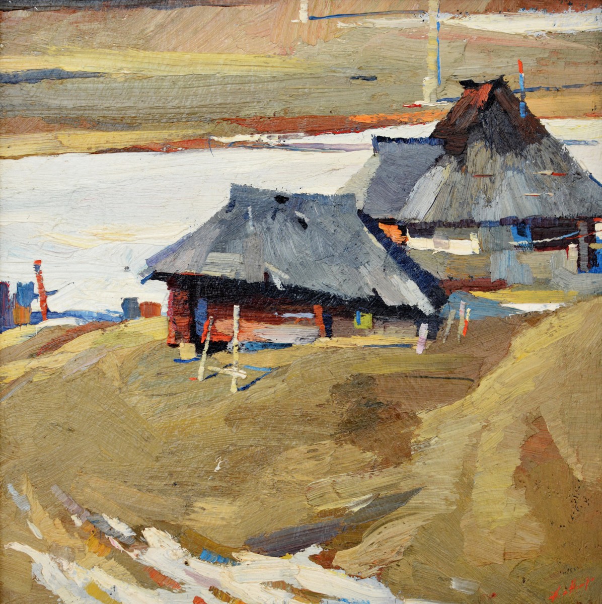 "Motiv. Moldovița" by Anatol Ghimpu, 1999, 550x550mm, ulei pe pânză