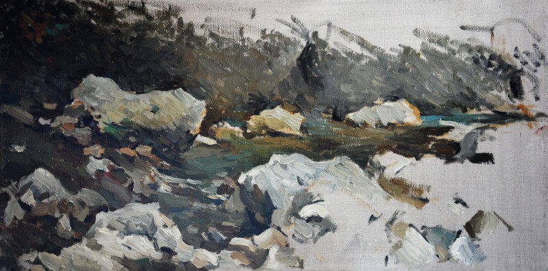 "Motiv. Pietre" by Cătălin Graur, 2016, 300x600mm, ulei pe pânză