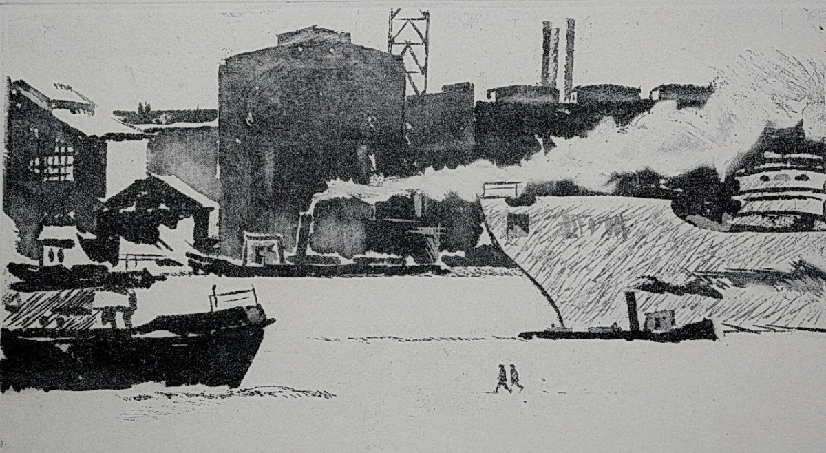 "Drawing. Landscape" by Gheorghe Vrabie, pencil on paper