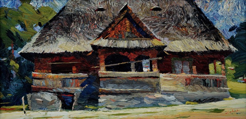 "Etude. Maramureș" by Anatol Ghimpu, 2004, 300x600mm, oil on canvas