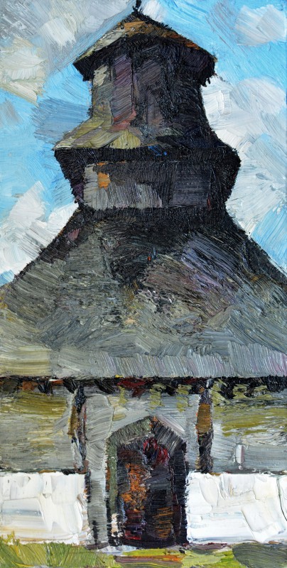 "Motiv. Rîmnicul Vîlcea" by Dumitru Josanu, 2013, 400x200mm, oil on canvas