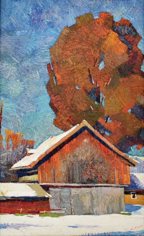 "Maramureș" by Anatol Ghimpu, 2003, 420x680mm, ulei pe pânză