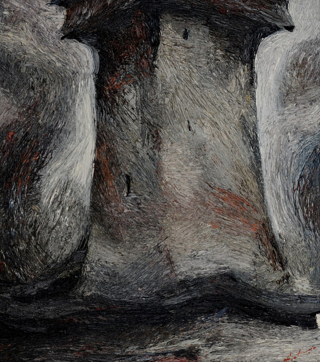 "The tower. Humor" by Anatol Ghimpu, 1999, 520x460mm, oil on canvas