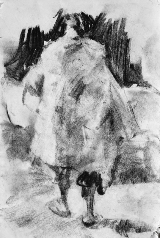 "Drawing. People" by Gheorghe Lisița, mixed technique on paper
