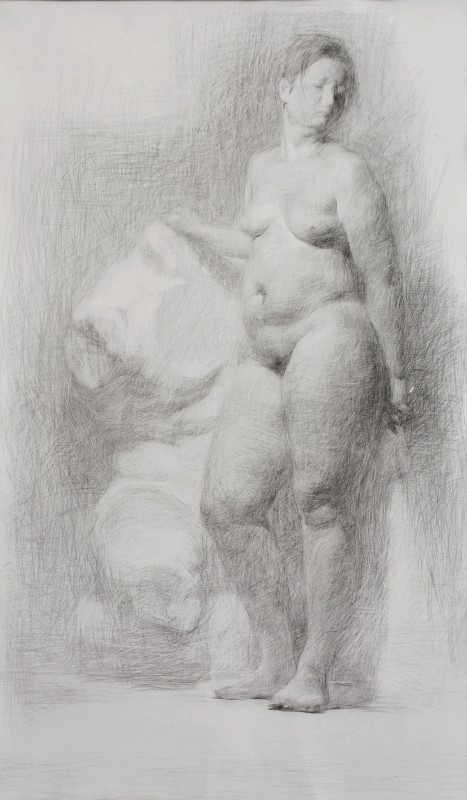 "Рисунок. Обнаженка. Продолжительный" by Ион Голубей, 970x570mm, карандаш / бумага