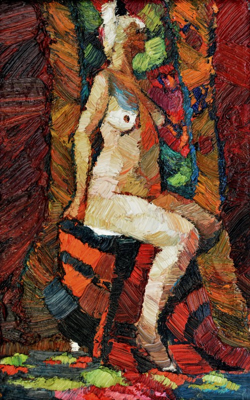 "Studiu. Nud" by Veronica Crețu, 2009, 400x250mm, oil on canvas