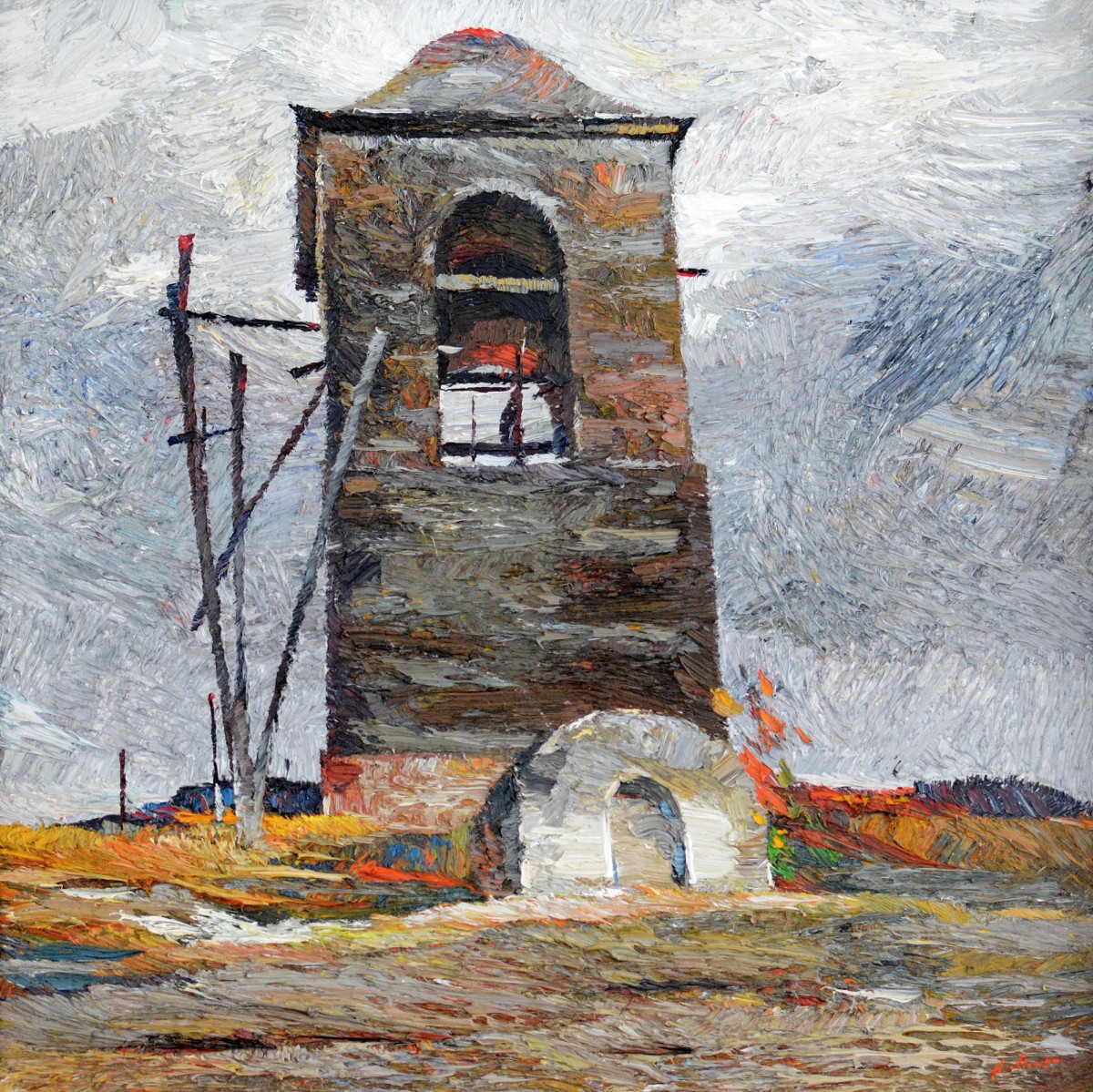 "Clopotnița" by Anatol Ghimpu, 2004, 520x520mm, ulei pe pânză