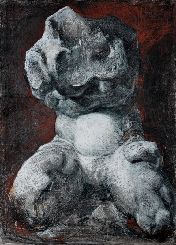 "Ecorşe" by Cristina Demian, 2015, 700x500mm, Russian sauce and pastel on paper