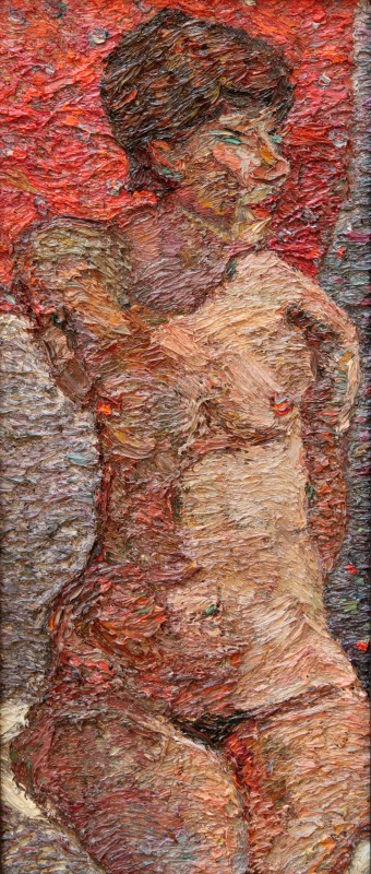 "Nud" by Olga Ilieș, 2000, 700x300mm, ulei pe pânză
