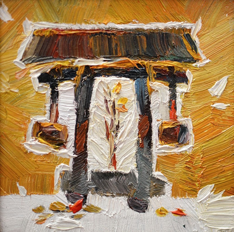 "Motiv. Sibiu ASTRA" by Natalia Fostica, 2017, 150x150mm, oil on canvas