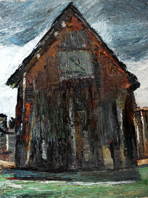 "Motiv. Maramureș" by Elena Nicolăescu, 2004, 420x320mm, ulei pe pânză