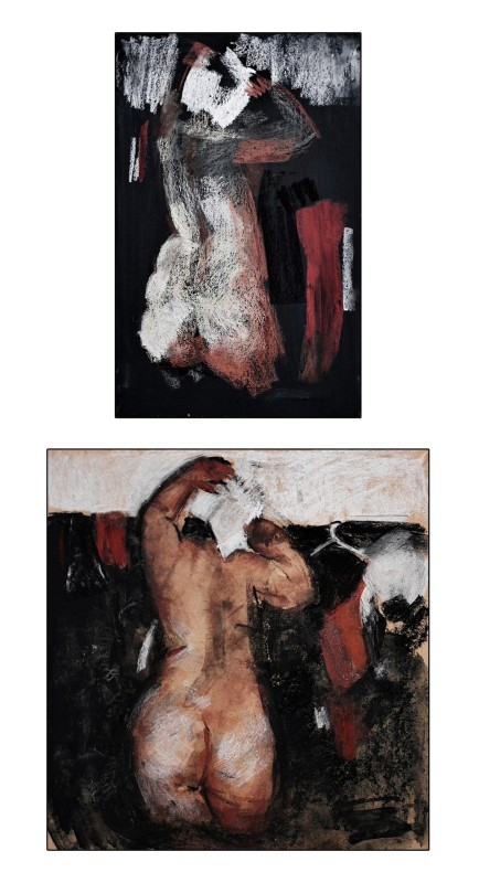 "Drawing. Nude" by Vlada Cibuc, 300x200mm, 300x300mm, mixed technique on paper