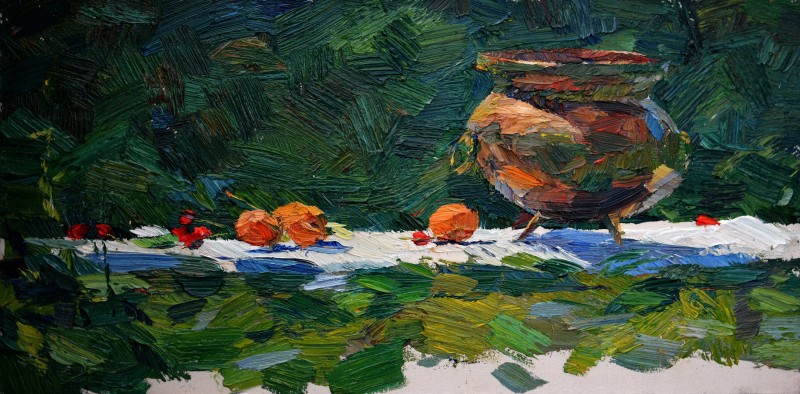 "Natură statică. Plein-air" by Cezar Ciobanu, 2017, 300x600mm, oil on canvas