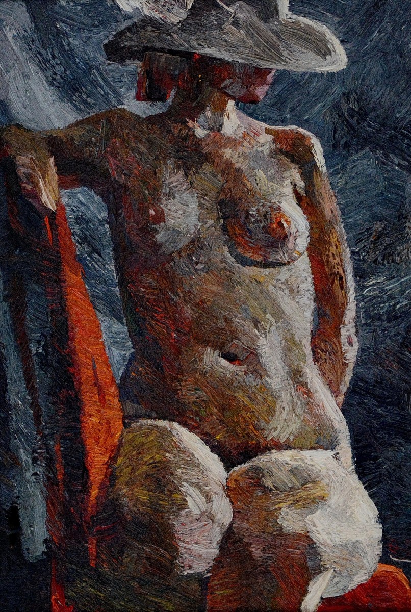"Nud" by Anatol Ghimpu, 2003, 680x420mm, ulei pe pânză
