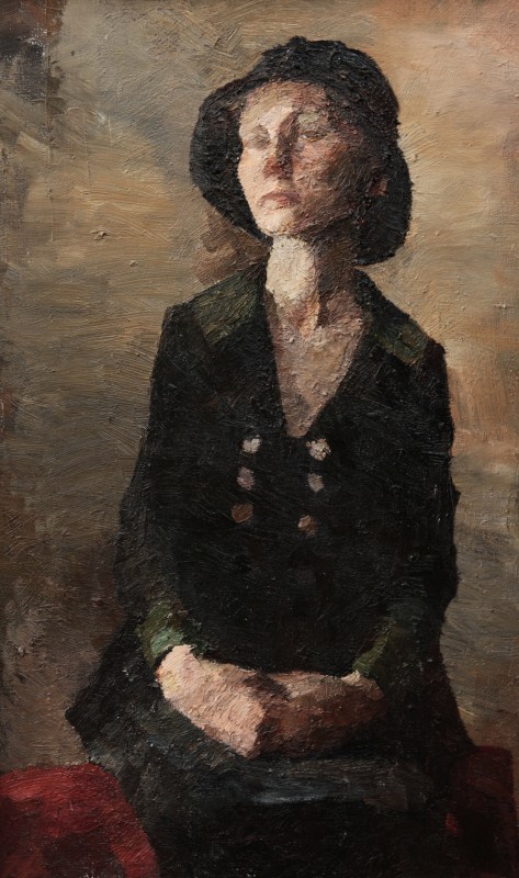"Semifigură" by Ion Viznovici, 2008, 680x420mm, ulei pe pânză
