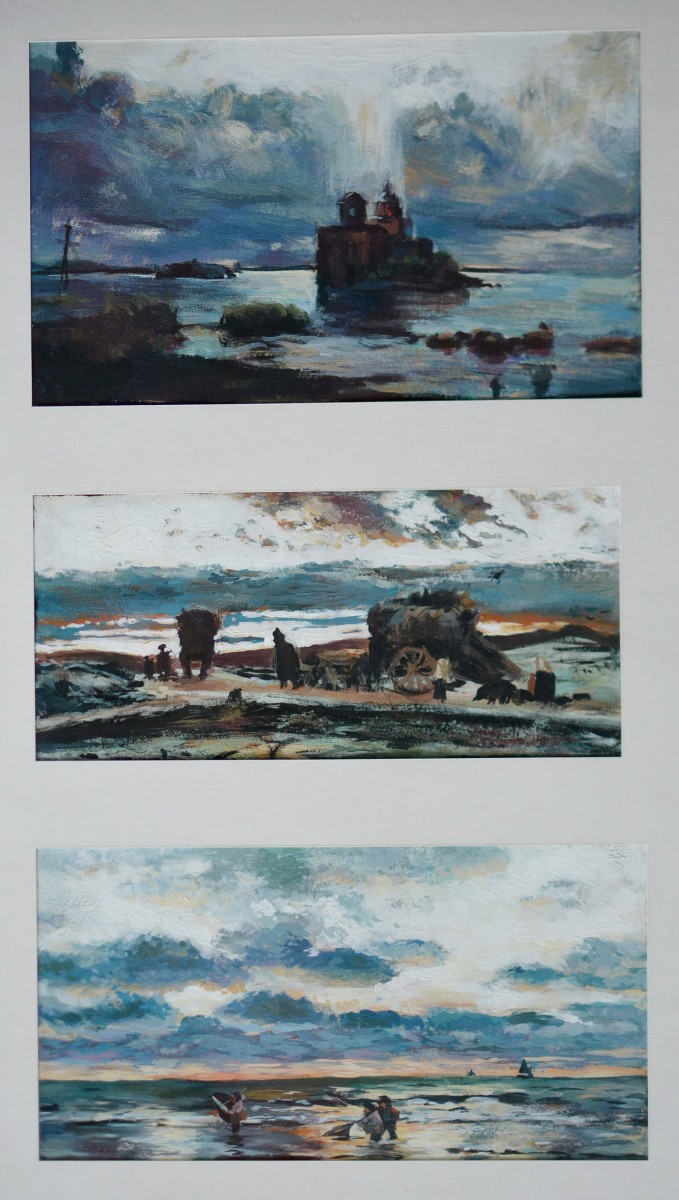 "Copie" by Mădălina Casian, 2015, 150x250mm, 150x250mm, 100x250mm, watercolor on paper
