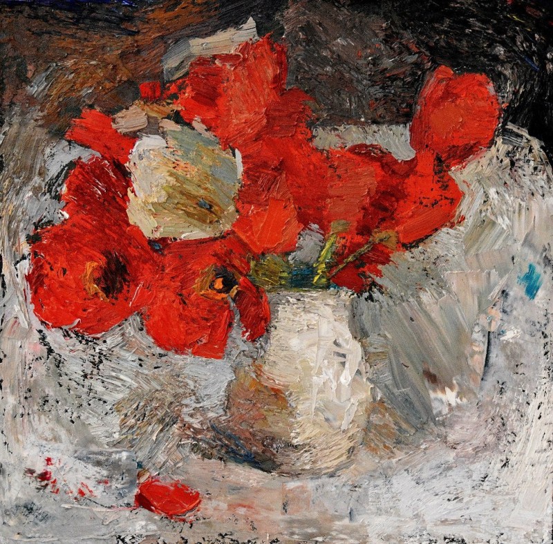 "Studiu. Natură statică cu flori" by Alexandru Untilov, 2013, ulei pe pânză