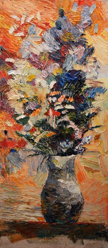 "Studiu. Flori" by Cristina Demian, 2016, 600x260mm, ulei pe pânză