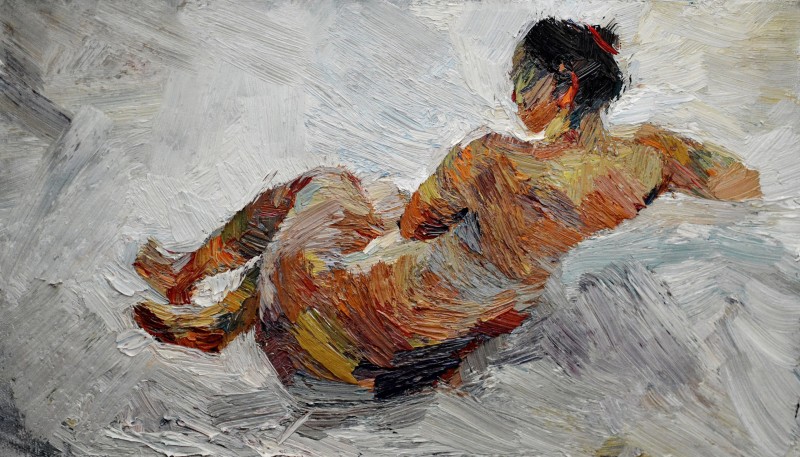 "Studiu. Nud" by Ion Golubei, 2016, 250x400mm, ulei pe pânză